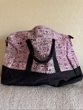 Victoria's Secret Pink Logo-Print Tote with Black Trim